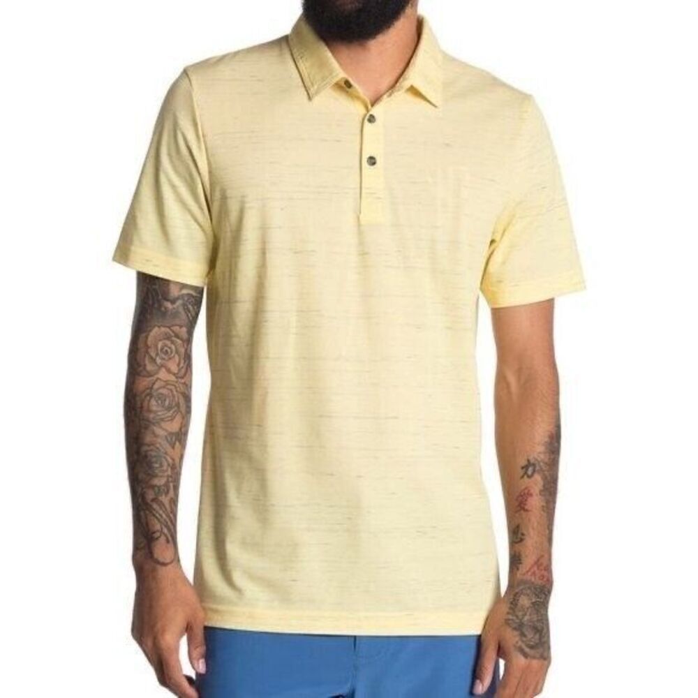 $90 Travis Matthews Polo Shirt Candlelit golf yellow Size small